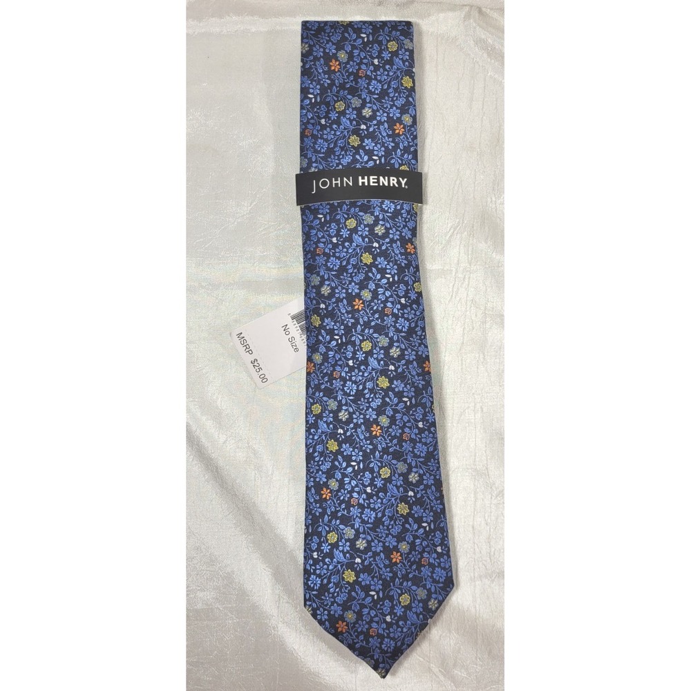 John Henry Men's Harwich Blue Ditsy Floral Neck Tie - 3.25" Wide